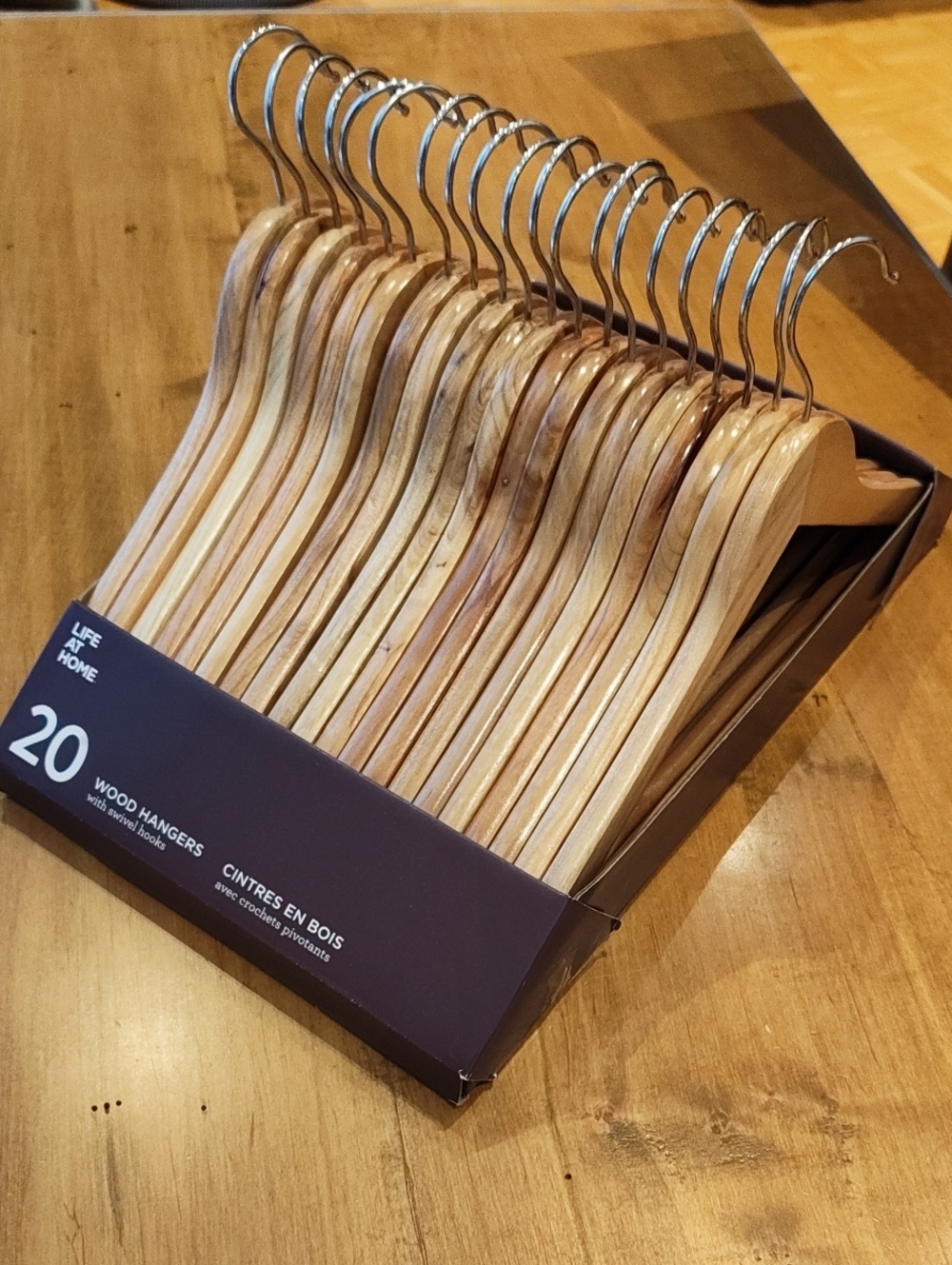 Natural Wood Hangers - 20-Pack